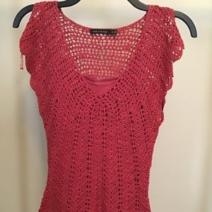 The Limited, Crochet Top, Coral, size XS